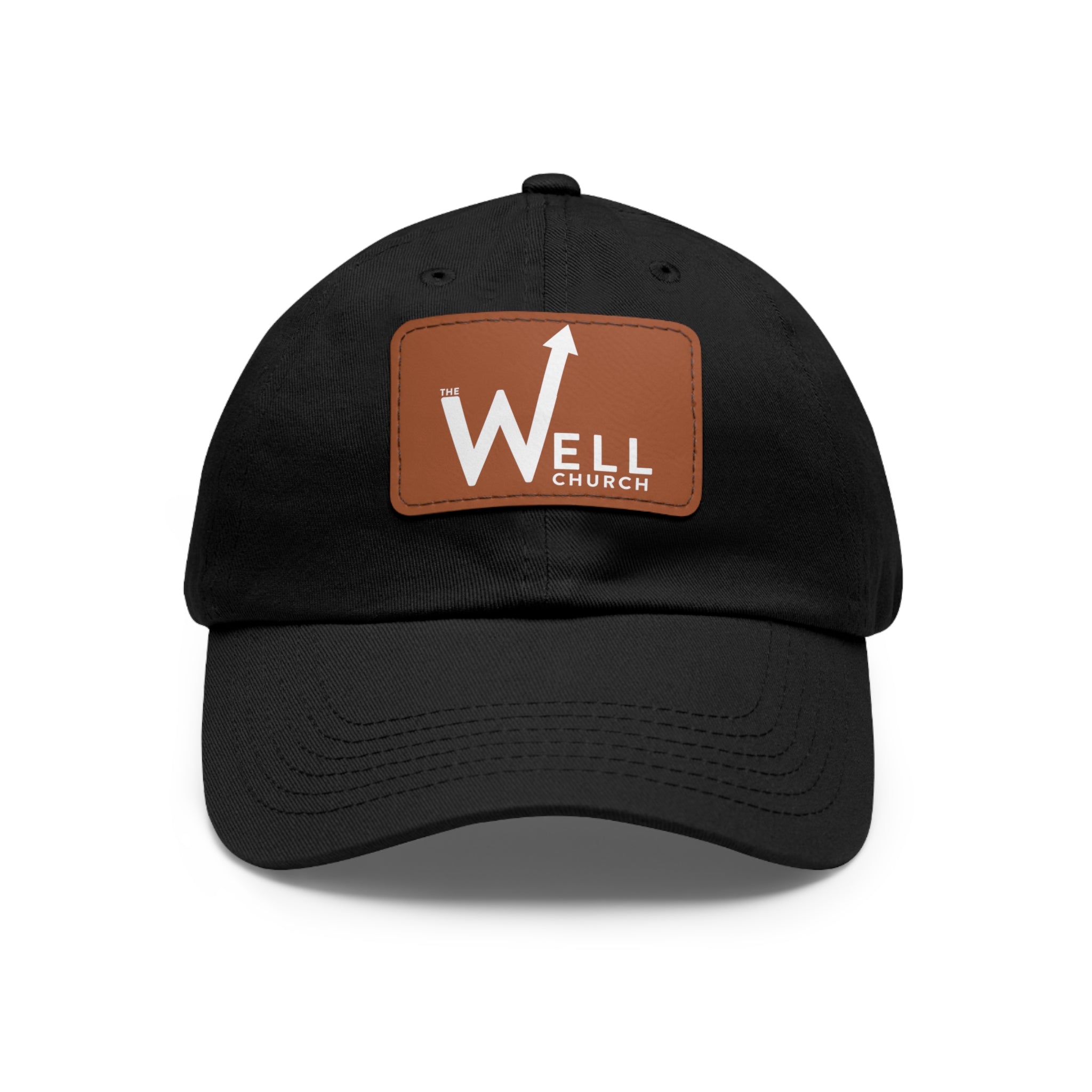 Well Church Leather Patch Dad Hat — Embroidered Logo Baseball Cap