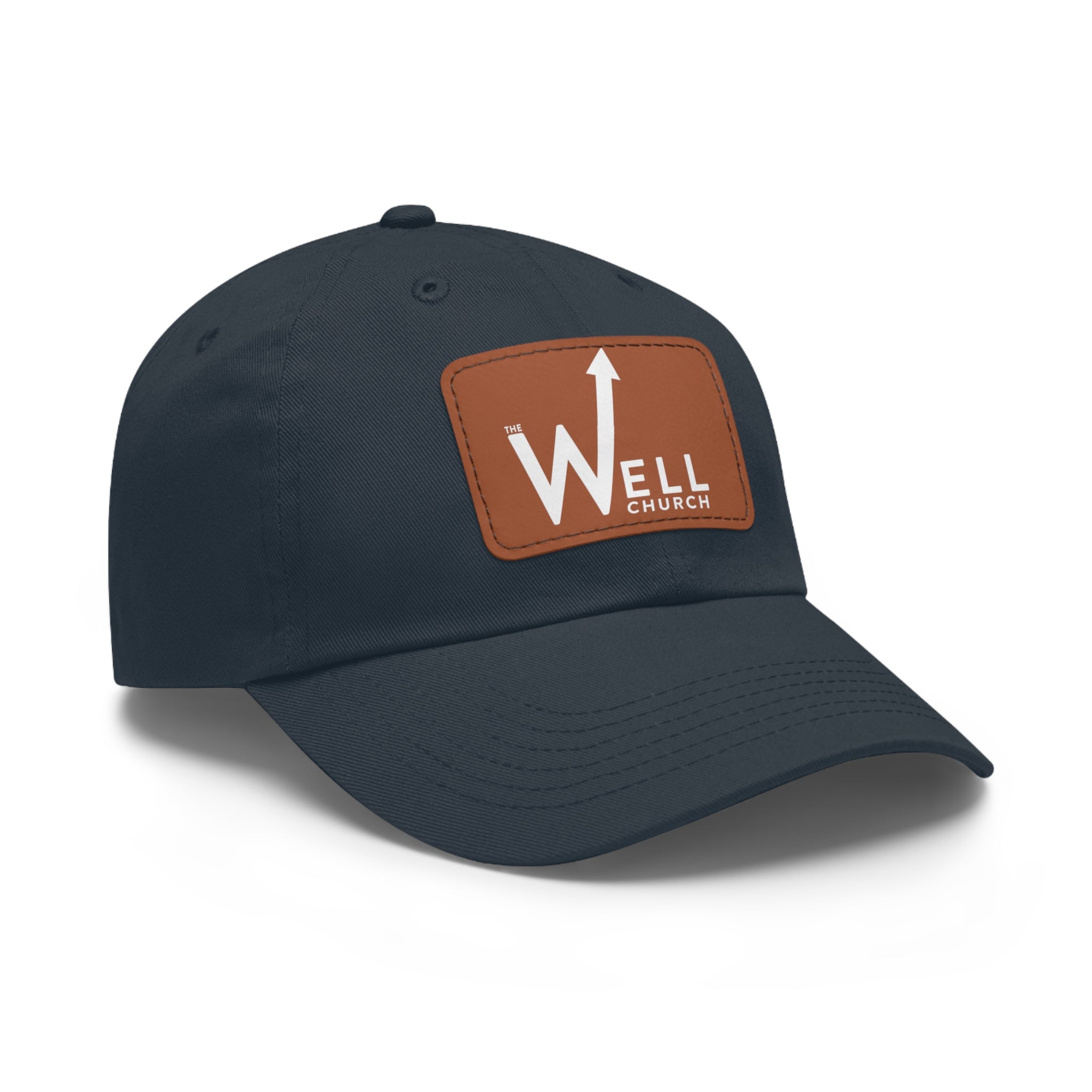 Well Church Leather Patch Dad Hat — Embroidered Logo Baseball Cap