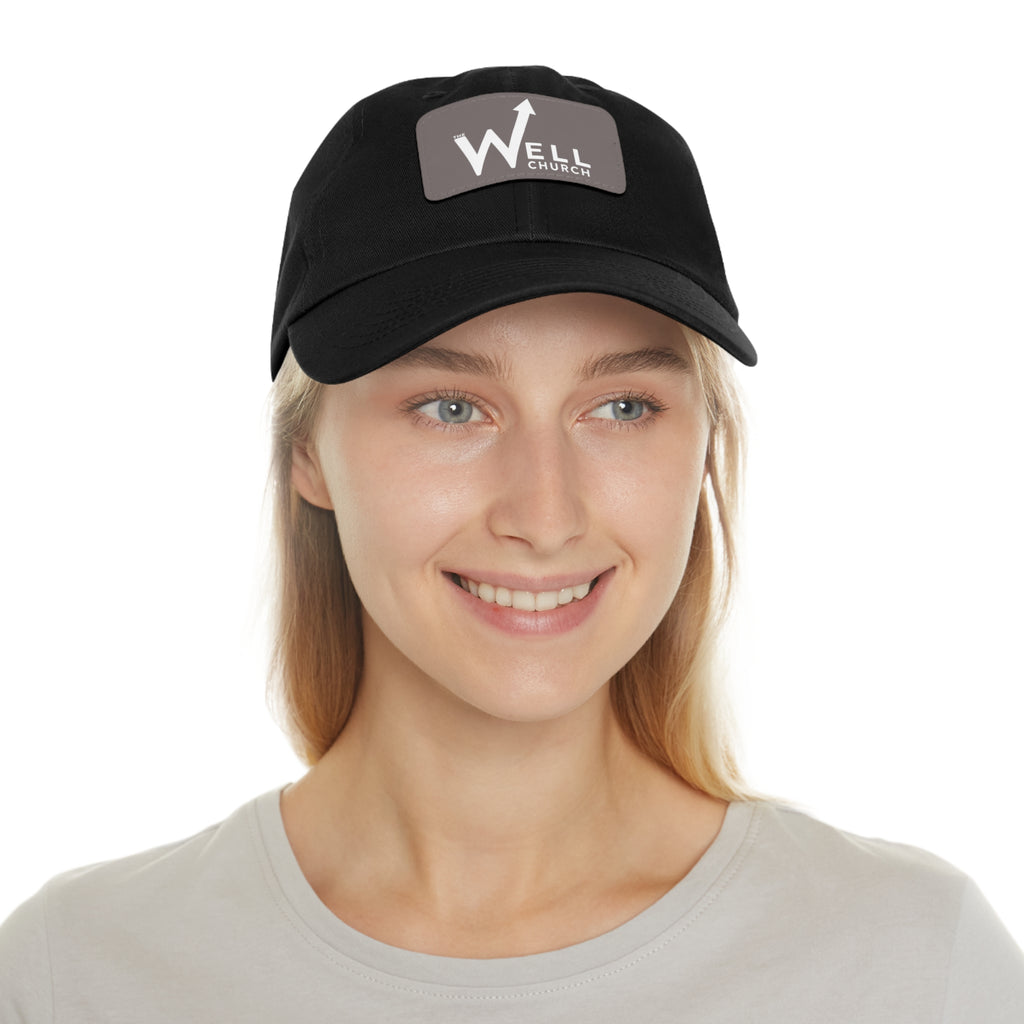 Well Church Leather Patch Dad Hat — Embroidered Logo Baseball Cap