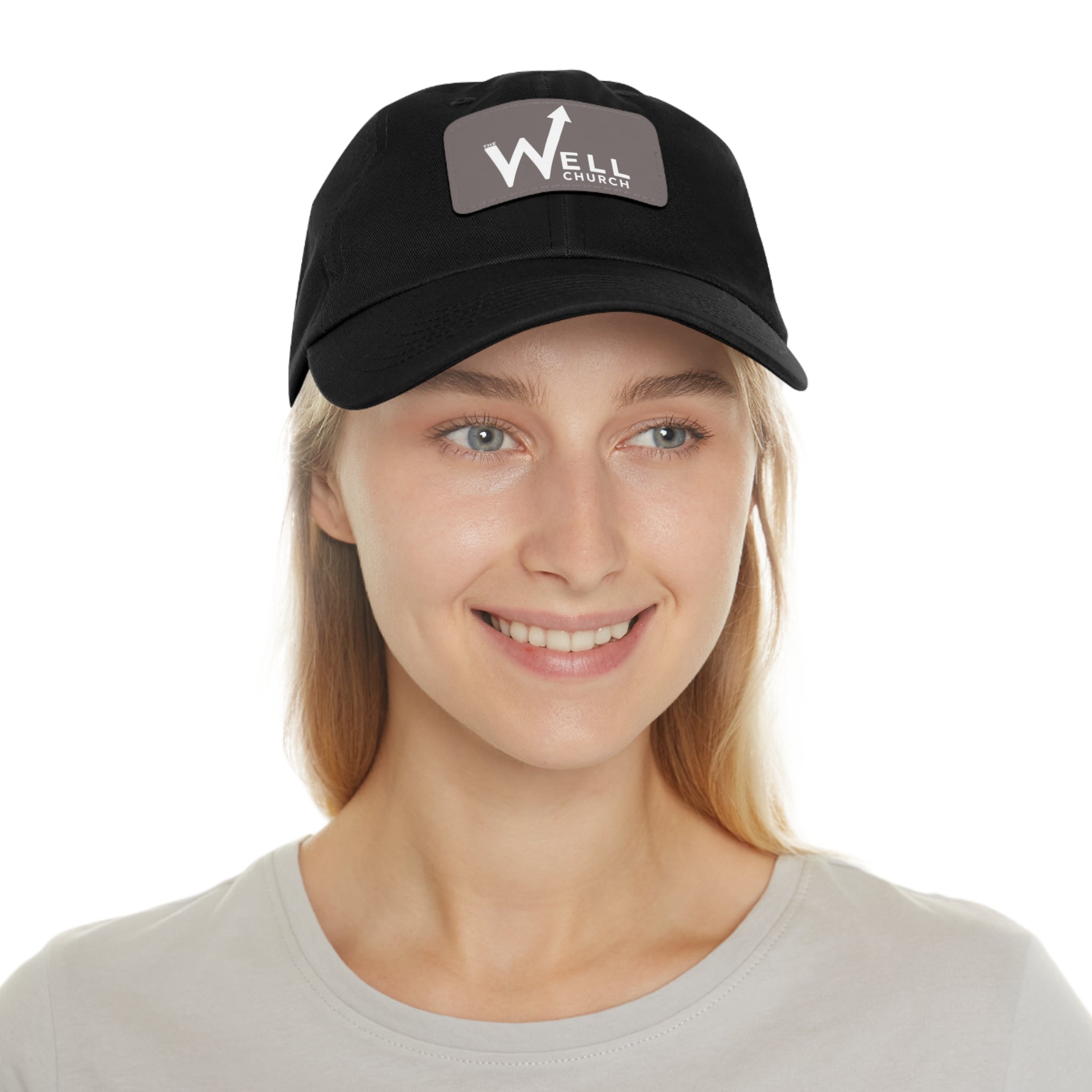 Well Church Leather Patch Dad Hat — Embroidered Logo Baseball Cap