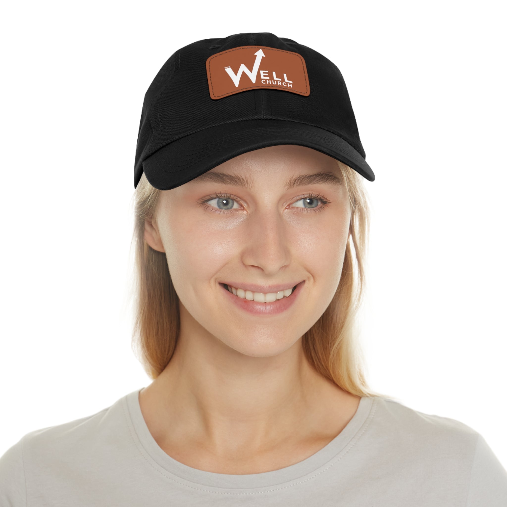 Well Church Leather Patch Dad Hat — Embroidered Logo Baseball Cap