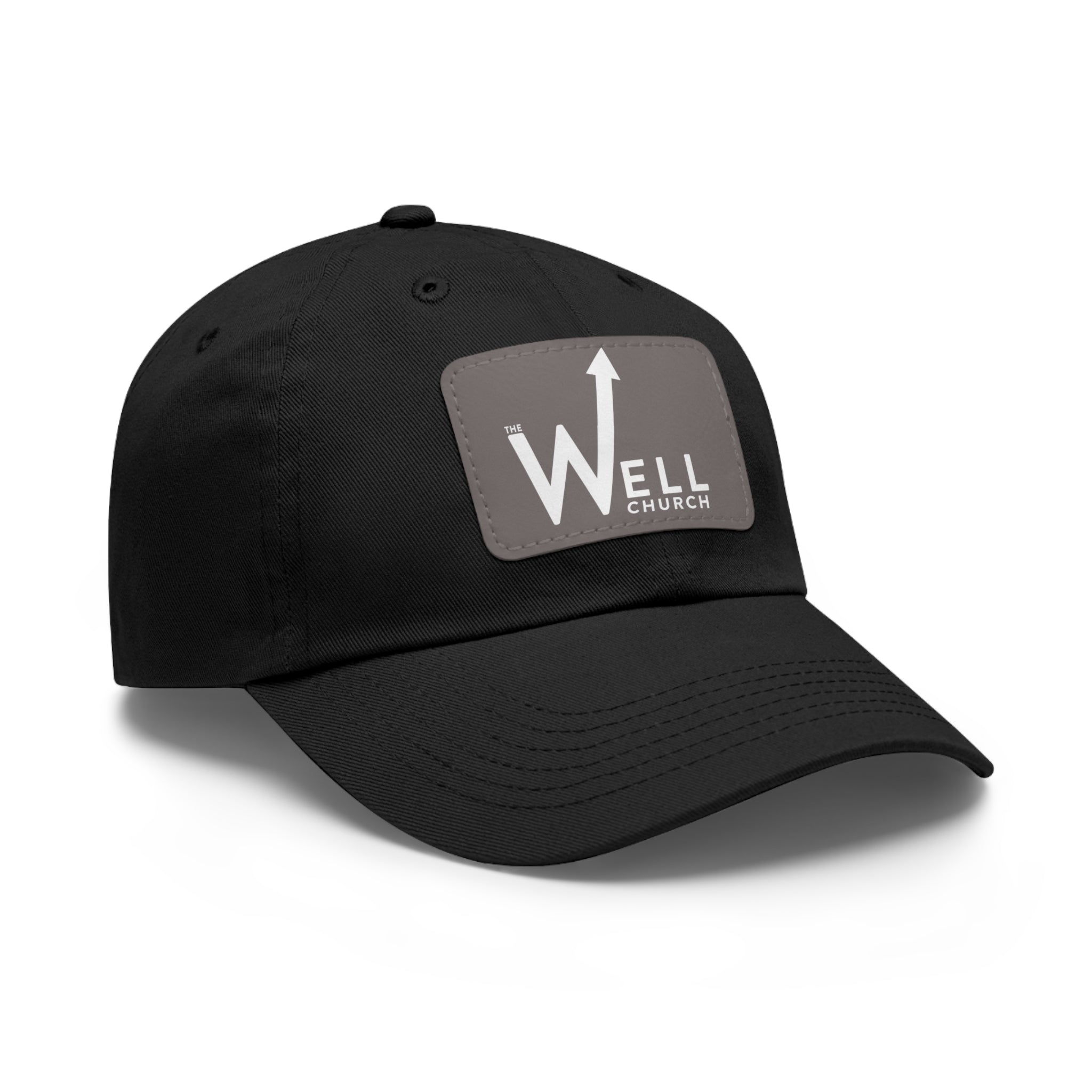 Well Church Leather Patch Dad Hat — Embroidered Logo Baseball Cap