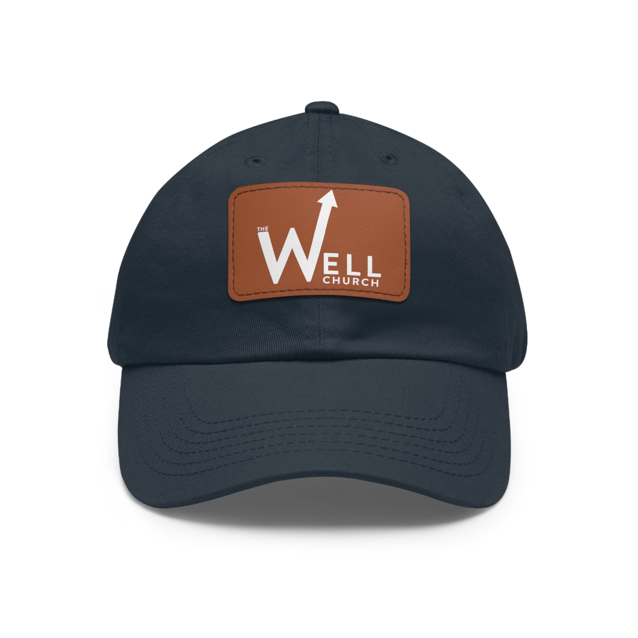 Well Church Leather Patch Dad Hat — Embroidered Logo Baseball Cap
