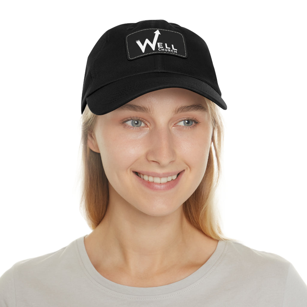Well Church Leather Patch Dad Hat — Embroidered Logo Baseball Cap