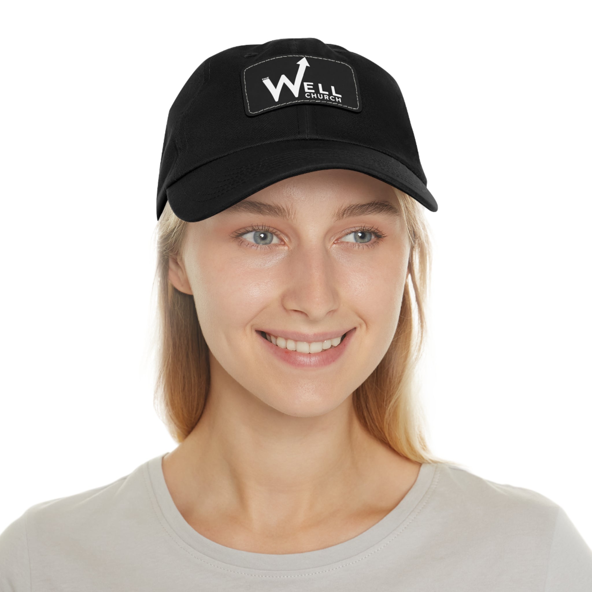 Well Church Leather Patch Dad Hat — Embroidered Logo Baseball Cap