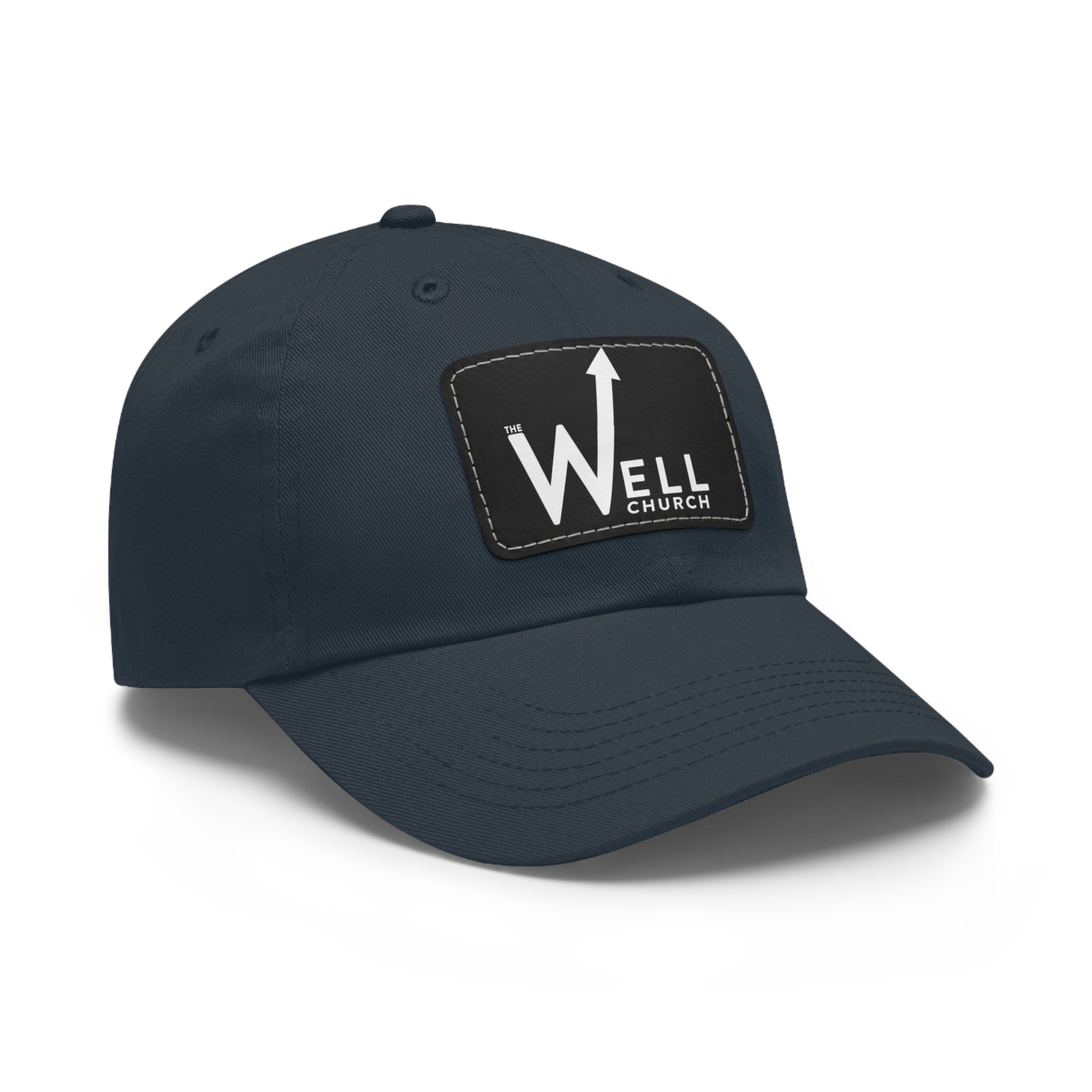 Well Church Leather Patch Dad Hat — Embroidered Logo Baseball Cap